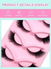 5 pares de pestañas postizas 3D de imitación de visón de ojos de gato - Pestañas ligeras y esponjosas hipoalergénicas que dan un aspecto natural para ojos dramáticos y felinos, maquillaje, accesorios de viaje