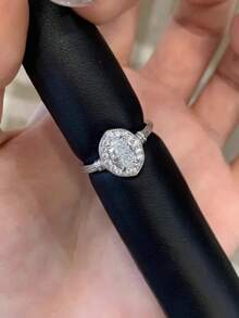 Stylever 1 件 925 纯银轻奢复古锆石罗马蛋形戒指，适合女士日常百搭风格舞会派对装饰精美珠宝，可作为女士礼物 - 銀色 - 查看 3