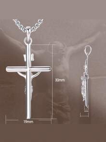 Milacolato 925 Sterling Silver Cross Necklace For Men Women Silver Crucifix Chain With Christian Cross Pendant - Classic Religious Jewelry For Everyday Wear - Silver - View 4