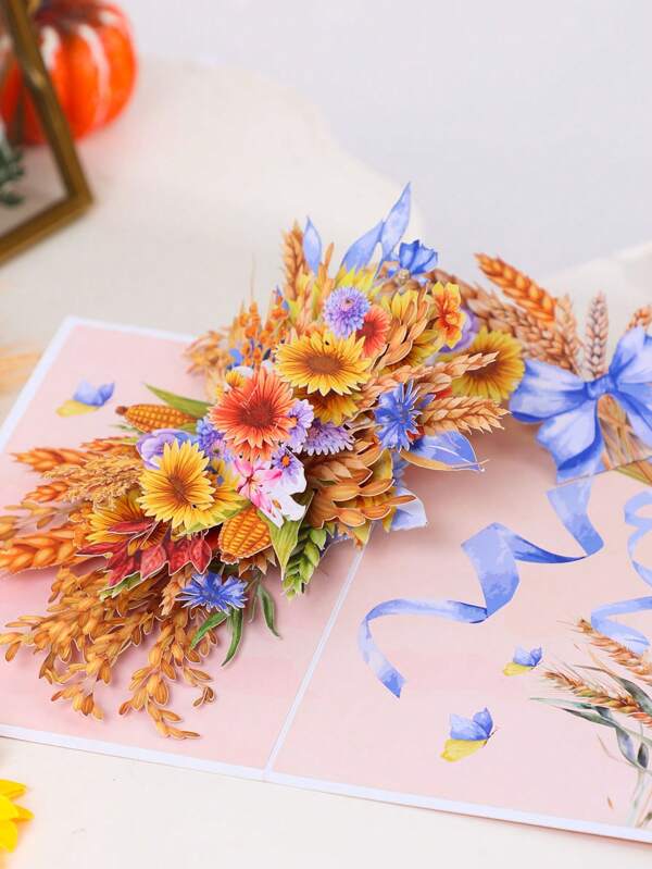 1pc Flower Pattern Greeting Card For Mother's Day, Spring,Birthday,Wedding Gift,Valentine's Day(Including 1 Envelope + 1 Handwritten Card + 1 3d Greeting Cards)
