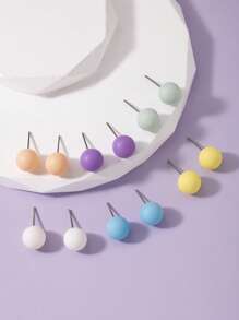 6 paires de boucles d'oreilles à tige en résine multicolores, à la mode, fraîches, mignonnes et élégantes. Convient pour le port casual quotidien, idéal comme coffret cadeau de bijoux pour femmes et filles