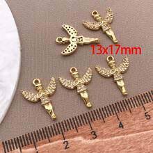 2/4/6pcs 18K Gold Plated Cubic Zirconia Flower Star Moon Charms Cute Angel Brass Charms Pendant For Jewelry Necklace Bracelets Earrings Making DIY Crafts