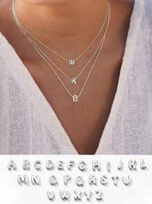 Collier avec 26 lettres de l'alphabet en argent sterling S925, collier à chaîne claviculaire pour femmes