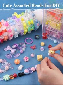 20g Acrylic Beads Spacer Beads For Bracelet Making Heart, Bow, Flower, Star, Colored Beads DIY Jewelry Pendant Mobile Phone Link Accessories