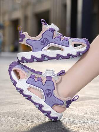 1 双女童舒适、时尚、休闲、轻便、透气、户外跑步运动凉鞋，适合夏季