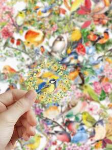 1 Pack 50pcs Flower & Bird Pattern Stickers, Waterproof For Scrapbooking, Journals, Cups, DIY Crafts School Supplies, Back To School - Style 2 - View 4