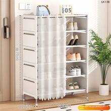 Multi-Tier Dust-Proof Shoe Rack, Multifunctional Assembly Shoe Organizer With Curtain, For Dorm Bedroom