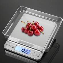 3kg/0.1g High-Precision Smart Mini Kitchen Scale, Stainless Steel Scale Platform, Portable Digital Scale With LCD Display, Suitable For Baking, Food Measurement, Household Cooking, Easy To Clean And Durable, Battery Not Included - Silver - View 9