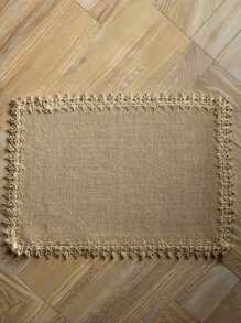 Farmhouse Style Jute Tassel Placemats, Round Bowl Pads, Rectangular Placemats / Trivets