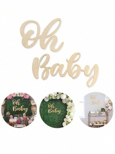 1 set, Tema de ducha Oh Baby Babe, letrero de madera para bebé, decoración de fondo para fiesta de recién nacido niño/niña, decoración de pared para fiesta de revelación de género, suministros de decoración, letrero de madera para baby shower, banner para primer cumpleaños, decoración de fondo fotográfico para fiesta de bienvenida del bebé, pegatinas de pared, decoración de ducha Babe, anuncios de bebé