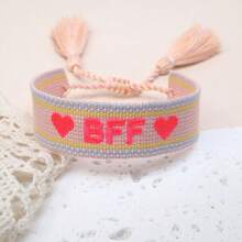 1條刺繡字母boho珠寶友誼手編經典流蘇設計,手工製作,適用於贈送給摯友、聚會、旅遊和日常佩戴等,理想的禮物選擇 - 字母 - 查看 24