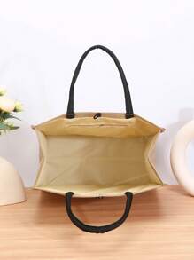 1 Custom Simple Storage Bag, Name Pattern Shopping Bag, Large Capacity Personalized Muslim Festival Gift, Suitable For Eid And Ramadan - Abstract Style Women'S Tote Bag, Women'S Letter Gift Handbag, Holiday Gift, Travel Toiletry Storage Bag