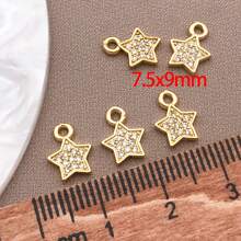 2/4/6pcs 18K Gold Plated Cubic Zirconia Flower Star Moon Charms Cute Angel Brass Charms Pendant For Jewelry Necklace Bracelets Earrings Making DIY Crafts