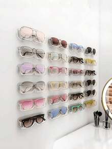 1pc Wall-Mounted Eyeglasses Storage Rack, Plastic Hanging Glasses Display Stand, Sunglasses Organizer Holder, Space-Saving Home Decor
