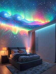 Aurora Projector Lamp With 7 Color Patterns And Remote Control – Vibrant Galaxy Effect For Bedroom & Office, USB Powered LED Night Light, Adjustable Brightness, Bedroom Night Light -Dynamic Light Patterns|Remotecontrolled Light, Bedroom Lamps For Nightstand