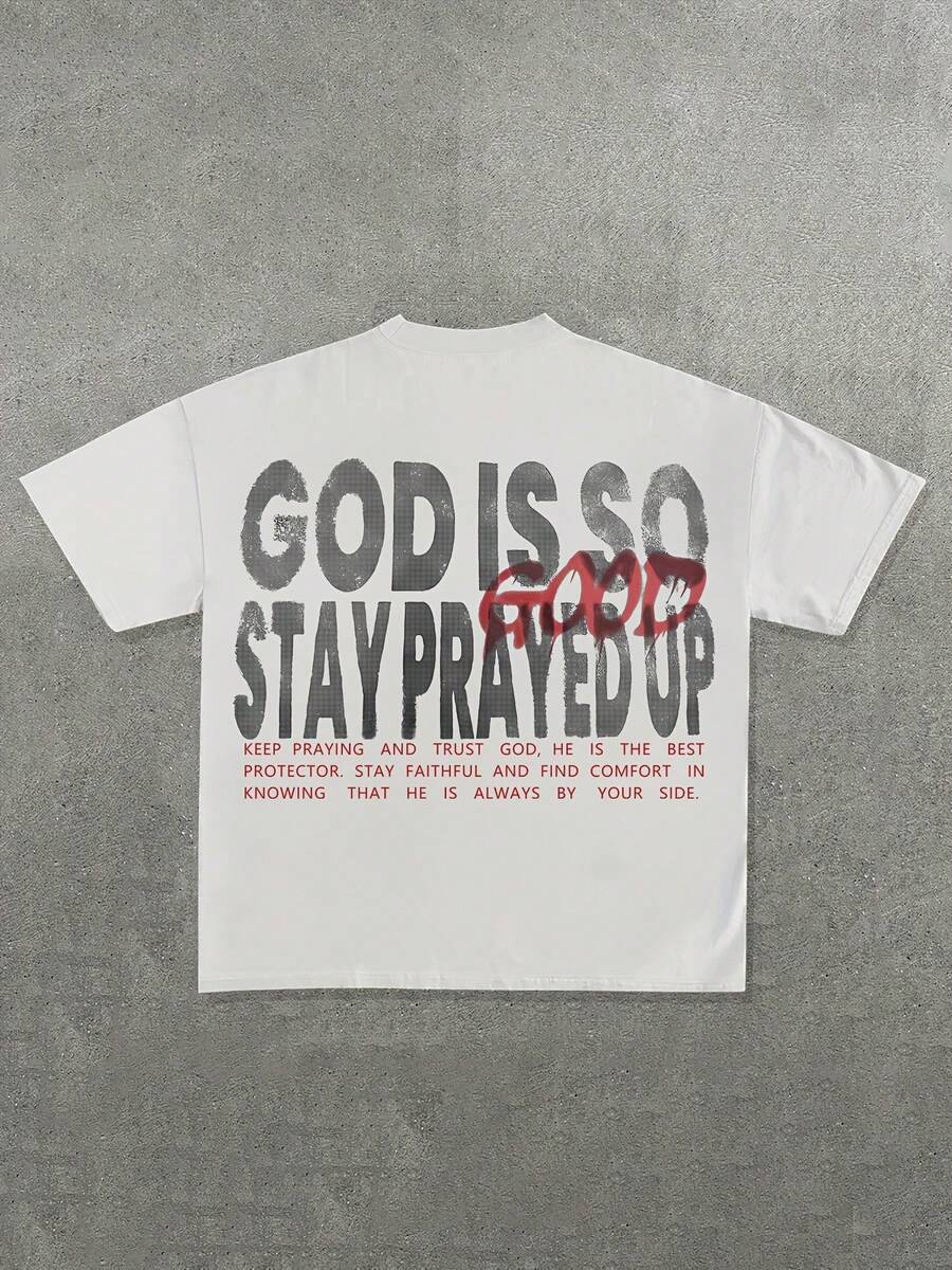 Teen Girl Summer Clothes God Is So Good Inspirational Print T-Shirt, Crew Neck Loose Fit Geometric Pattern Top, 180gsm Polyester Knit Tee, Teen Girls Outfits - 白色 - 查看 1