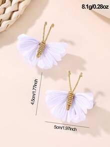 2 Stücke/Set Mädchen Polyester handgefertigte Stoff süße Schmetterling Haarspangen geeignet für tägliche Dekoration - Schmetterling - Übersicht 6