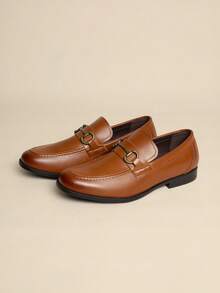 Men's Horsebit Loafers Patent Leather Classic Driving Moccasins For Business & Casual Slip-On,A Half To A Full Size Up To Accommodate Wider Feet - Brown - View 8