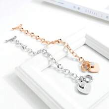 1 pièce Bracelet minimaliste à la mode en acier inoxydable en forme de cœur, convient pour la tenue quotidienne ou les soirées des femmes, excellent cadeau pour les amis
