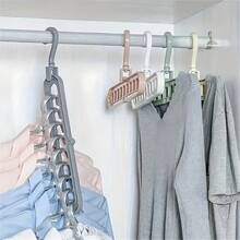 1pc Multi-Function Foldable Clothes Storage Hanger 9-Hole Non-Slip Folding Plastic Clothes Hanging Rack Space Saving Clothes Drying Rack Clothes Hanger Organizer For Closet Wardrobe Small Apartment Dorm Room Compact Home Use Lightweight Durable Resin Construction, Foldable Design, Quick Access Garment Holder, Breathable Lint-Free Maintenance-Free Rack - Multicolor - View 10