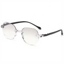 1 件优雅几何设计无框老花镜，带水钻装饰 - 轻质镜片，适合远视，+1.0 至 +4.0