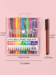 12 Colors Ballpoint Pens, Colorful Round Barrel Design For Easy Grip And Smooth Writing, Great For Students, Adults, Art & Office Use Back To School