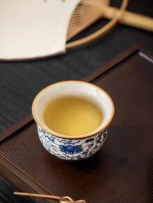 6 件/4 件/2 件/1 件陶瓷茶杯，复古缠绕枝青花瓷浓缩咖啡杯，60 毫升小容量家用茶杯，适合聚会、聊天、接待，复古功夫茶杯，品茶杯，陶瓷茶杯礼物返校 - 彩色 - 查看 8
