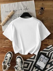 Camiseta casual holgada de manga corta con cuello redondo y estampado de frutas para mujeres en verano
