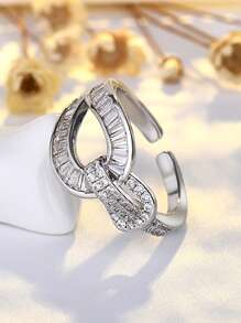 1 pieza Anillo de nueva moda con diseño de herradura en tono dorado, joyería lujosa de dedo abierto