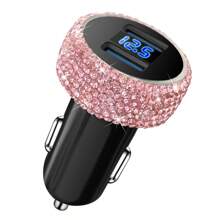 1 pièce Chargeur de voiture 2-en-1/8-en-1 avec strass, câble de charge 3-en-1 avec strass, charge rapide, Type C, USB, adaptateur de voiture, compatible avec Apple, téléphone, caméra de tableau de bord, iPad, GPS, cadeau pour les vacances/anniversaire