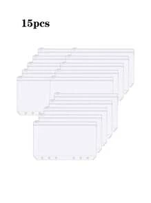 30/15/12pcs Adhesive Pocket A6 Clear Loose Leaf Odorless Waterproof 6 Hole Zipper Bags, Ticket/Cash Holder Pouch,Back To School,School Supplies