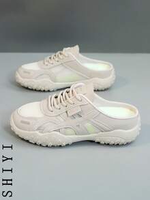 Fashionable Versatile Casual Simple Breathable Backless Sports Shoes - Beige - View 5