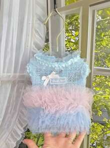 1 pezzo Elegante vestito da ballerina in tulle per cani, vestito da principessa senza maniche per outfit da festa romantico, adatto per cani piccoli, gatti, fresco in primavera/estate