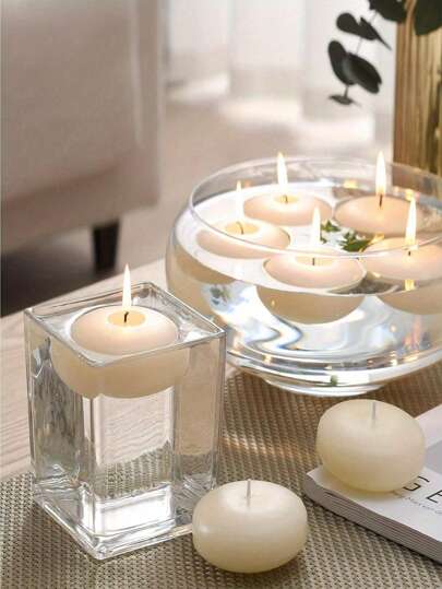 10Pcs/20Pcs Floating Water Candles, White Stone Wax, Floating Water Candles For Wedding, Birthday, Party And Home Decoration, Home Decor, Room Decor, Weddings Decor, Tabletop Decor, Aromatherapy Gift