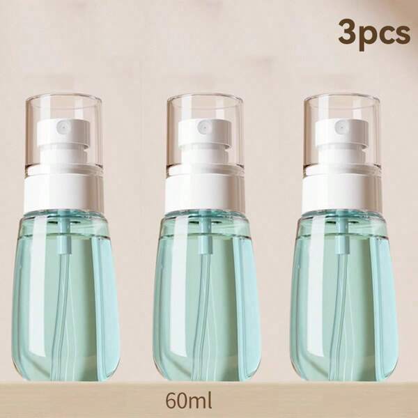 3pcs Refillable Fine Mist Spray Bottles, 2oz/60ml Travel Size, Leakproof, For Toners, Sanitizers, Face & Hair Mists, Bathroom & Travel Essentials Back To School