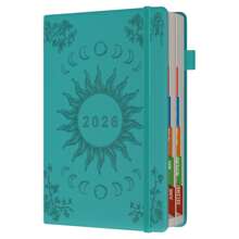 Sailingvan 1 本日记本 2026 年每日一页 A5，从 2026 年 1 月到 2026 年 12 月，带月视图的预约簿，带松紧带封口，笔环，彩色标签，内袋，A5（5.7 英寸 X 8.3 英寸） - A5 - 查看 12