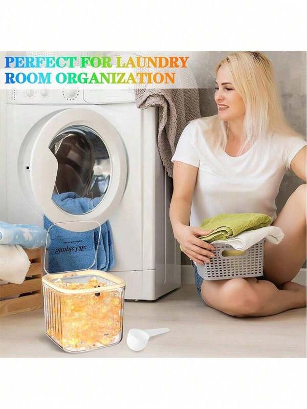 1pc Laundry Pod Storage Container, Detergent Powder/Capsule Dispenser Box With Sealed Lid And Push-Out Design, Suitable For Laundry Pods, Dishwasher Tabs, Detergent Dispenser