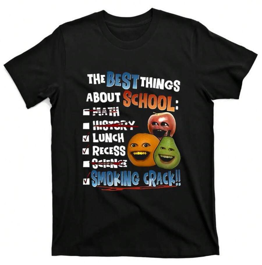 Annoying Orange Crack Shirt The Best Things About School - 黑色 - 查看 1