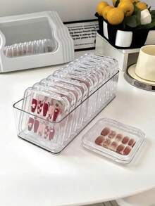 10/1pc方形透明防尘指甲收纳盒，透明亚克力指甲配件，手链首饰收纳展示盒，高档透明展示收纳便携盒，多功能大容量指甲收纳盒 - 無色 - 查看 3