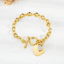 1 pièce Bracelet minimaliste à la mode en acier inoxydable en forme de cœur, convient pour la tenue quotidienne ou les soirées des femmes, excellent cadeau pour les amis