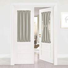 Local Warehouse- Door Curtain Panel, Grey French Door Curtains Blackout Thermal Insulated Curtain Sidelight Privacy For Window/Living Room/Doorways/Classroom (25W By 72L Inches, 1 Panel) - 自然的 - 查看 9