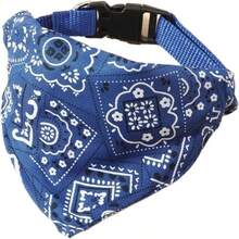 1pc Adjustable Printed PU Triangle Pet Bib For Medium-Sized Dogs Including Leash Hook - Blue - View 15