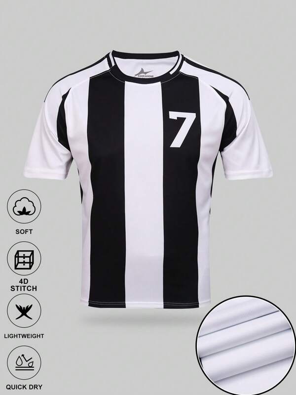 SURUIDA 1pc Men's Football Sports Jersey Short Sleeve Juventus Shirt, Comfortable Football Uniform Suitable For Team Match And Casual Sports