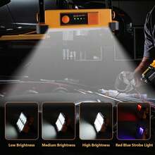 Solar Rechargeable Work Light, 144 LED Portable Flood Light With Stand, IP66 Waterproof Power Bank 4 Modes LED Job Site Lighting Flashlights For Mechanic Camping Fishing Car Repair - trái cam - Xem 4
