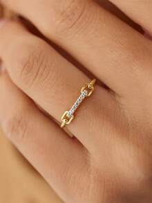 1 件铜镀金小号简约几何元素戒指，适合女性日常佩戴，别致优雅的设计