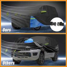 Car Cover Waterproof All Weather 210D, UV Sun Rain Protection, With Left Side Zipper - Black Blue for Grand Cherokee 2002-2025 - View 5
