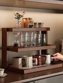 1 件创意实用优质办公桌杯架茶具收纳架，办公桌面茶盒，多层饮料收纳架 - 彩色 - 查看 2