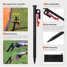 HIKEMAN Extra Strong Tent Stakes 8 Pack, Tent Stake+Storage Bag, - Tent Stakes Heavy Steel Stakes For Ground With Carrying Pouch For Hard Ground Sandy Gravel Outdoor Travelling Hiking, Heavy Duty Tent Stakes With Storage Pouch, Forged Steel Metal Stake For Tent Used On Rocky Place, Grassland - Multicolor - View 5