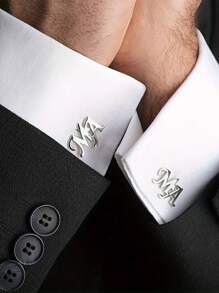 1 Par de gemelos minimalistas con letra mayúscula personalizada,gemelos con placa de nombre personalizada para hombres,gemelos de traje chapados en oro de 18K con diseño personalizado,regalo elegante para novio,regalo del Día del Padre,regalo del Día de San Valentín,regalo de Navidad