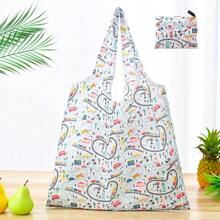 1 pezzo Borsa della spesa pieghevole, portatile, alla moda, impermeabile, di grande capacità, adatta per la spesa al supermercato, i viaggi, la conservazione di verdure/frutta/mobili/giocattoli